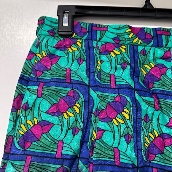 Vintage Doncaster Green Floral Print Pleated Midi Skirt Women’s Size 14 Retro - Picture 3 of 16